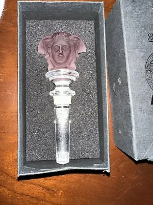 Rosenthal Versace Medusa Violet Frosted Crystal Bottle Stopper Topper New In Box • $75