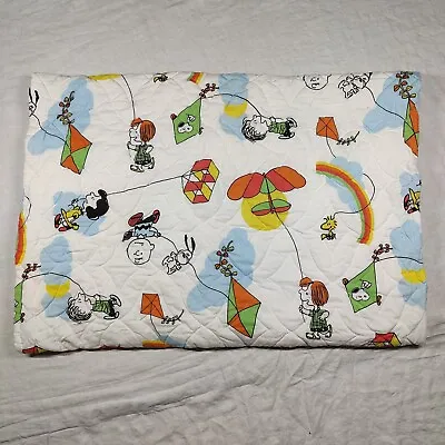 Rare 1971 Vtg Peanuts Flannel Full Size Comforter Snoopy Woodstock USA 53x80  • $38.99