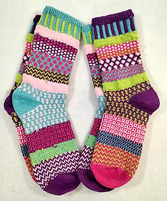 Solmate 2 Pairs Of Funky Mis Matched  Crew Socks Large • $24.99