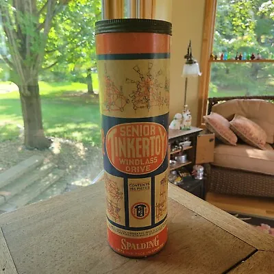 VINTAGE TINKER TOYS  Senior Windlass Drive Canister With Tin Lid SPALDING • $14
