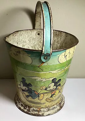 RARE 1930’s OHIO ART CO. WALT DISNEY ENTERPRISES EMBOSSED TIN-LITHO SAND PAIL • $127