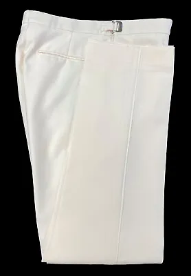 Men's Flat Front Ivory Tuxedo Pants Adjustable Waist With Narrow Satin Stripe • $9.95