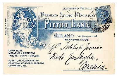 Postcard Italian Pietro Landi Engraving Mucha Styled Art Nouveau (np) • $95