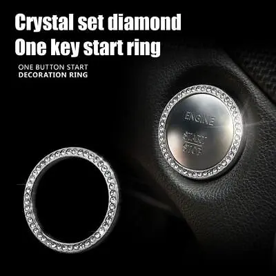 1x Silver Car SUV Decorative Button Start Switch Diamond Ring Auto Accessories • $2.55