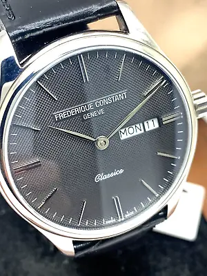 Frederique Constant Men's Watch FC-225GT5B6 Swiss Quartz Gray Dial Leather Band • $494.99