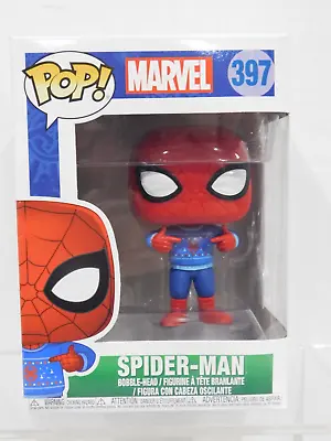 $25 • Buy Funko POP! Marvel Chrismas Spider-Man 397 (Ugly Sweater) In Protector