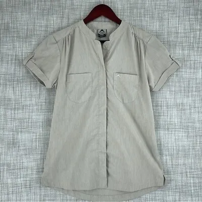 K-Way Womens Size S Button Down Short Sleeve Shirt Beige 2481 • $26.40