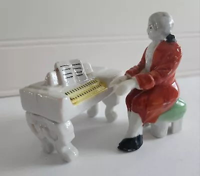 Vintage Miniature Man Playing Piano Figurine Japan Ceramic 2 Pieces • $20