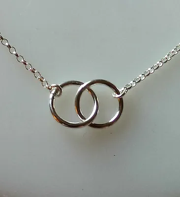  Sterling Silver Double Interlocking Circle Links Necklace  Karma Eternity  • £14