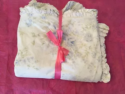 Simply Shabby Chic Blue BRITISH ROSE Cotton Ruffle Duvet Queen • $260