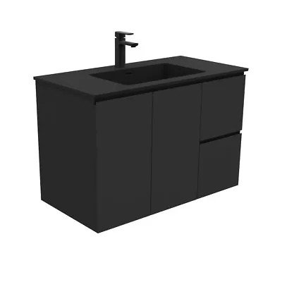 900mm Back Bathroom Vanity & Black Solid Surface Basin-top  #MON90FB • $1262