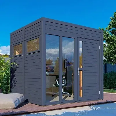 Rowlinson Bertilo Garden Cubus 2 Home Office Studio Wooden Summer House Grey • £2654.23