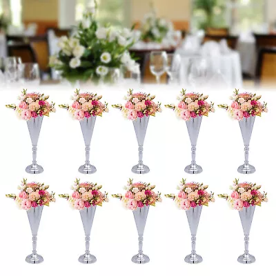 10Pcs Metal Vase Wedding Centerpieces Flower Stand Table Decoration Silver • $65.55