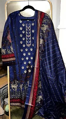 NEW Indian-Pakistani Salwar Kameez ReadyMade 3Piece Lawn Embroidery Suit Large • £22