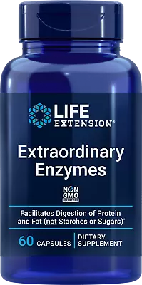 Life Extension Extraordinary Enzymes 60 Caps Protease/Lipase/Trypsin/Pectinase • $18.53