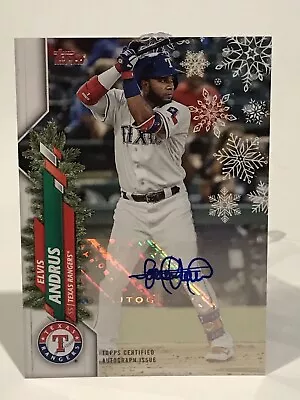 Topps 2020 Holiday Update Elvis Andrus Auto 9/10 10 Gem Mint Gold Metallic • $15