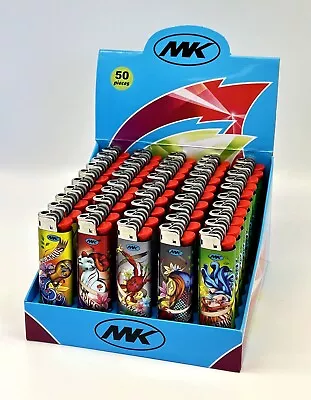 BIC Quality. 50X Large MK Lighters Mystic Designs 50 In A Pack. FREE SHIPPING • $49.74