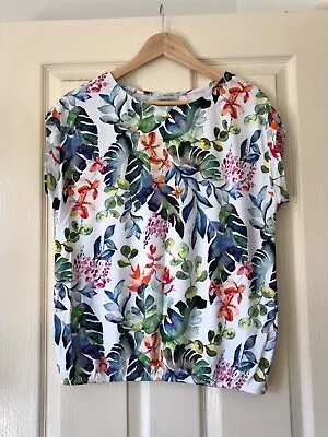 £5.99 • Buy Belle Di Notte Bright Floral Pattern Lily Tropical Print T-Shirt Sz 14 VGC