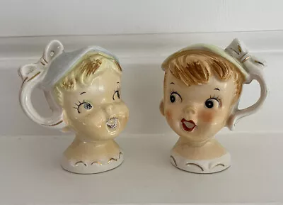 Vintage 1950s Miss Cutie Pie? Little Girl Salt Pepper Shakers Handles READ • $21.99