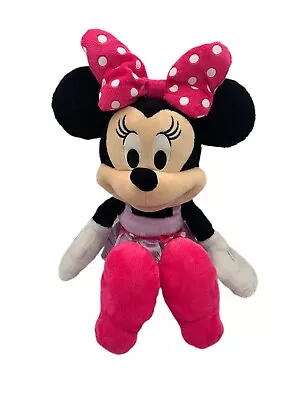 Disney Minnie Mouse Plush Stuffed Doll 19 In Pink Dress Bow White Polka Dots • $8.99