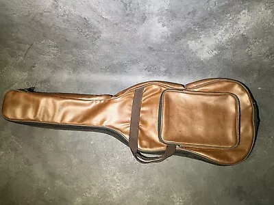 Vintage Faux Leather Guitar Gig Bag Brown Vinyl Backpack Travel Carrying Case • $35.96