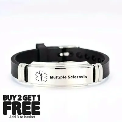 Multiple Sclerosis MS Medical Alert Bracelet Stainless Steel Adjustable Engraved • £5.99