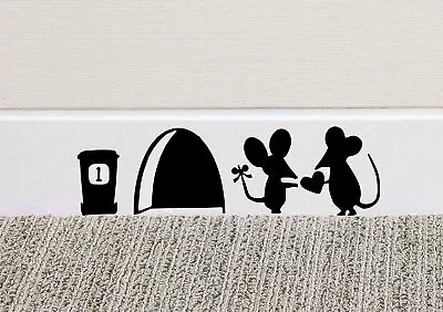 MOUSE LOVE HEART Wall Art Sticker Vinyl Decal Mice Home Skirting Board Funny • £1.99