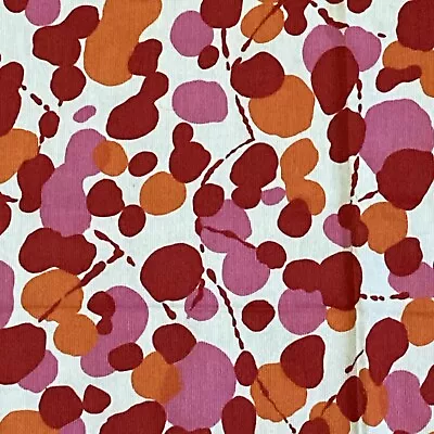 Vtg 3 Yds Pink Red Orange Splatters Cotton Fabric 43w Wamsutta Mills • $14.95