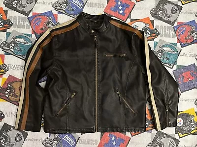 Y2K Men's Arizona Jean Co Faux Leather Biker Jacket Size Large EUC Grunge • $25