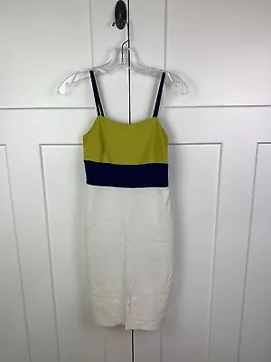 Banana Republic Size 00 Petite Color Block Dress Sheath Cotton White Knee Length • $2.59