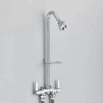 Chrome Double Handle Outdoor Shower Fixture With Brass Showerhead Faucet Exposed • $49.99