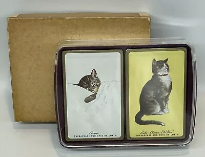 Vtg Chesapeake & Ohio Railway Cat Playing Cards Chessie Peake Revenue Stamps NOS • $76.92