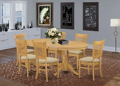 7pc Vancouver Dining Room Set Oval Double Pedestal Table + 6 Padded Chairs Oak • $995