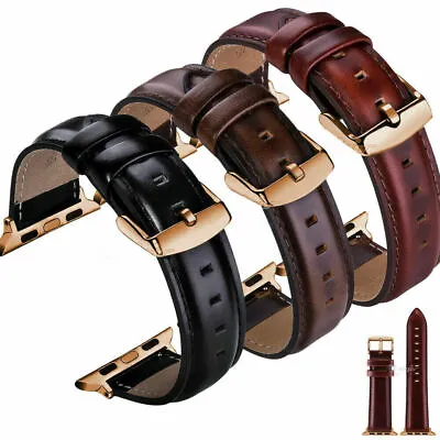 $20.89 • Buy Geniune Leather Watch Band Wrist Strap For Apple IWatch Series 7 6 5 4 3 2 1 SE