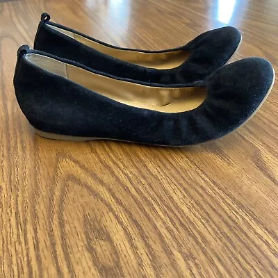 J. Crew Anya Black Suede Leather Ballet Flats Women’s Size 6 Stretch Slip On • $19.99