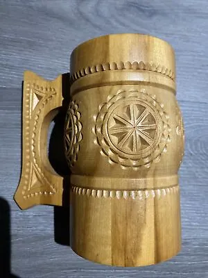 Handmade Vintage Wooden Beer Stein Mug Cup 6  Tall Barware Home Decor • $14.45