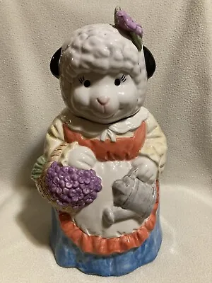 Lila Lamb Cookie Jar Floral Basket And Flower Pot By Treasure Craft 14.25  Tall • $38.95