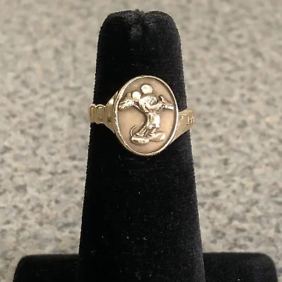 Mickey Mouse Disney Employee Cast Member Ring 14k Yellow Gold 6.6 Gr. Size 6.25 • $749.99