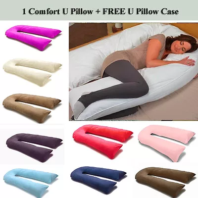 9 Ft / 12 Ft Comfort U Pillow Full Body Maternity Pregnancy Support + Free Case • £19.95