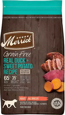 Merrick Grain-Free Real Duck & Sweet Potato Recipe Dry Dog Food 22-lb Bag • $49.13