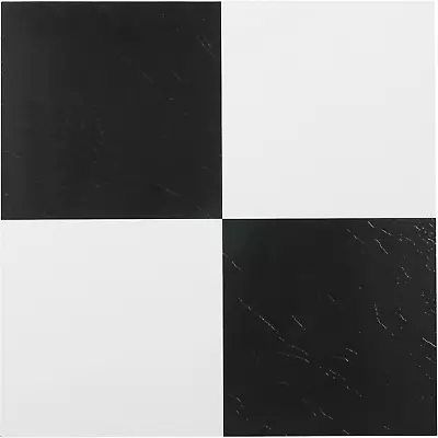 Nexus 12-Inch Vinyl Tile Solid Black And White Luxury Flooring Pack Of 20 • $17.06