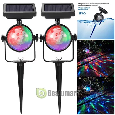 Solar/USB Colorful Rotating LED Projector Light Outdoor Garden Lawn Lamp Light • $16.83