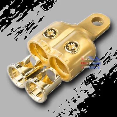 2PCS Dual GOLD 1/0 & 2 AWG Gauge Ring Battery Terminal Adapters Marine Grade • $18.75