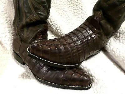 MEN PREOWN QUALITY  SANTA FE  ALLIGATOR & LEATHER WESTERN BOOTS-BRWN-sz 8 • $99.90