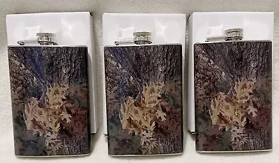 Lot Of 3 NEW Stainless Steel 8 OZ Flask Camo Screw Cap Pocket Hip Liquor Whiskey • $15.74