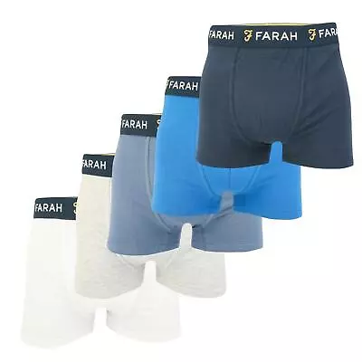 Men's Underwear Boxers Farah Augustus 5 Pack Boxer Shorts In Multicolour • £22.99