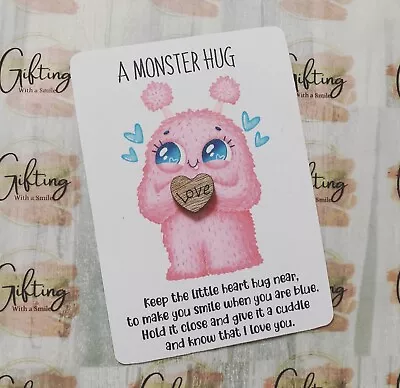 A7 Little Heart Pocket Hug Little Monster Hug Mental Health Gift  Keepsake • £0.99