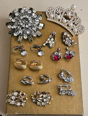 Vintage Rhinestone Crystal Jewelry Lot Signed Trifari Coro Emmons • $40