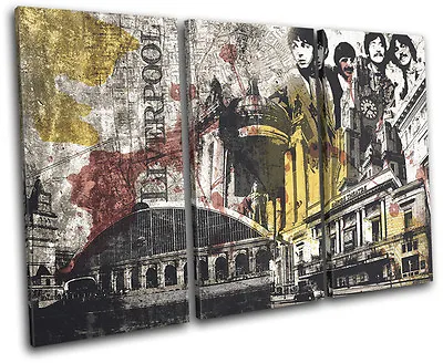 Liverpool Abstract Grunge Collage City TREBLE CANVAS WALL ART Picture Print • £49.99