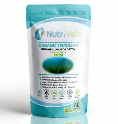 £4.99 • Buy Organic Spirulina 500mg - 60 Capsules - Detox Immune Antioxidant Weight Loss 